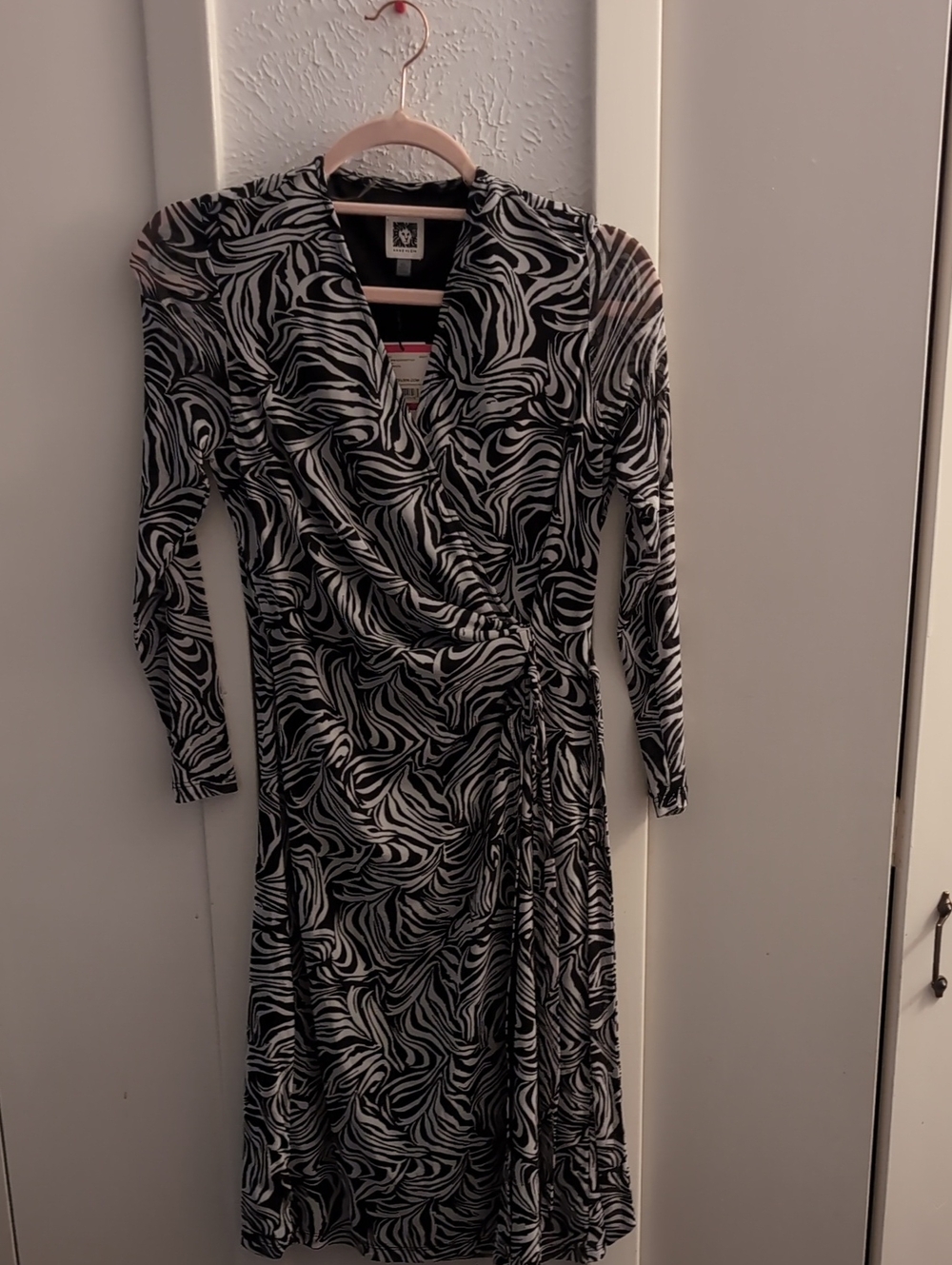 Anne Klein Black and White Swirl Wrap Dress